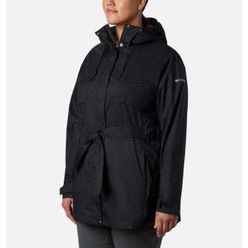 Columbia Pardon My Trench Rain Plus Size, Chamarras Negros Para Mujer | 762138-PAI